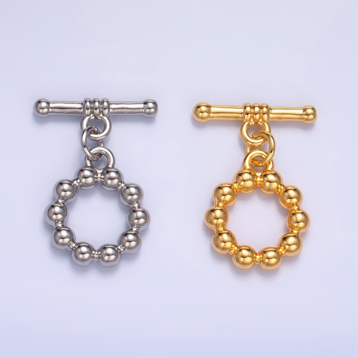24K Gold Filled Beaded Bubble Toggle Clasps Closure in Gold & Silver | Z884