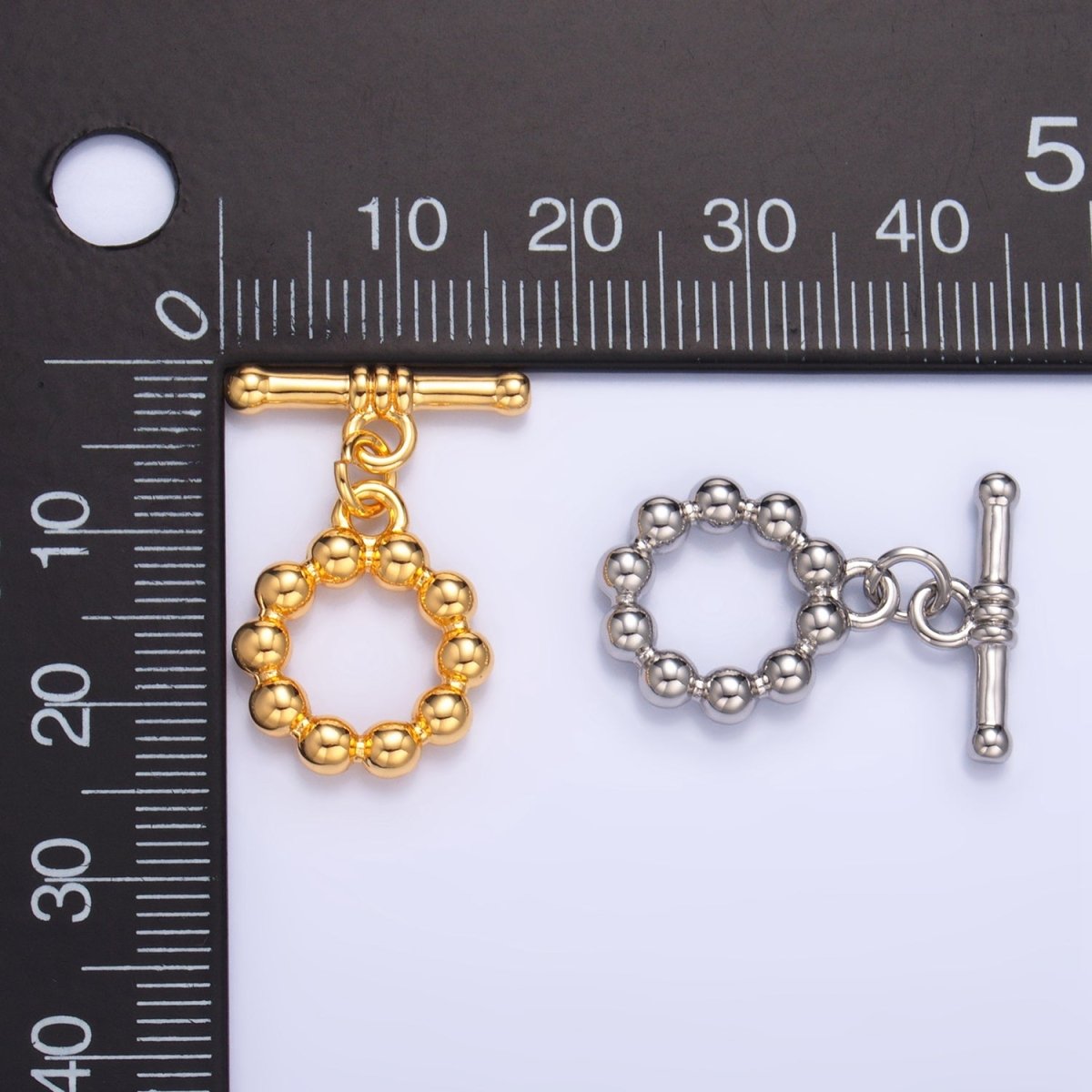 24K Gold Filled Beaded Bubble Toggle Clasps Closure in Gold & Silver | Z884