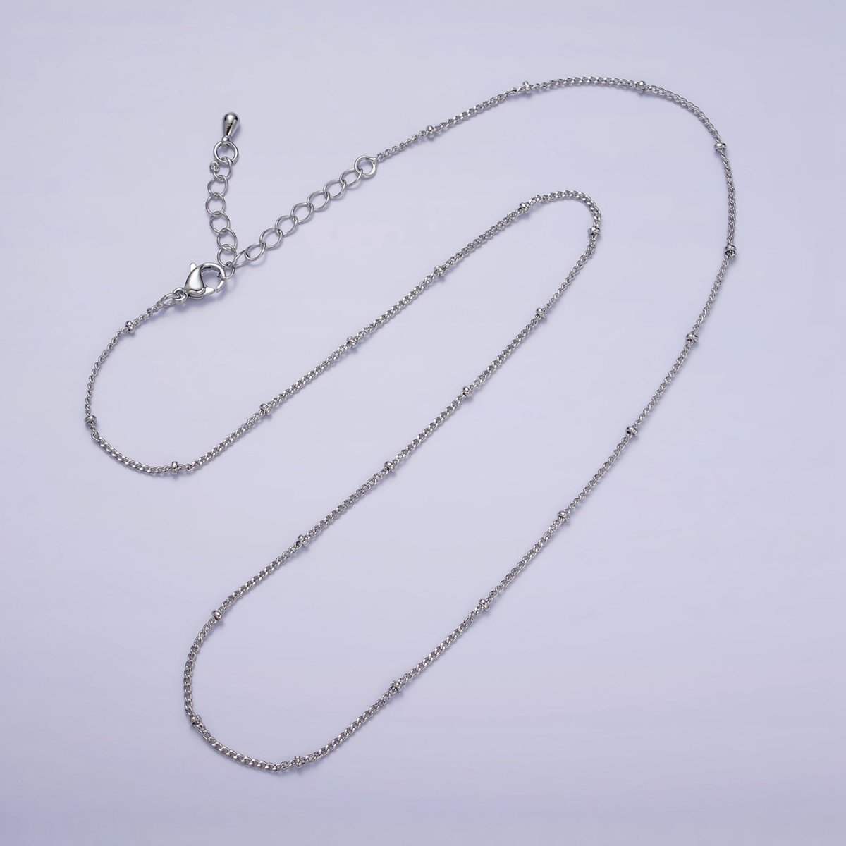 14K Gold Filled Beaded Cable Chain Necklace, Silver Gold Satellite Chain Necklace 18 inch | WA-1843 WA-1844 Clearance Pricing