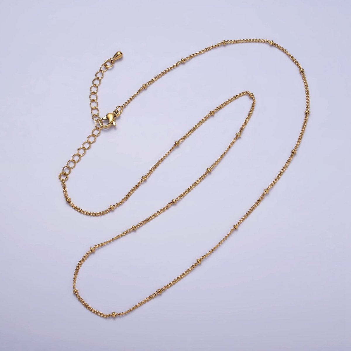 14K Gold Filled Beaded Cable Chain Necklace, Silver Gold Satellite Chain Necklace 18 inch | WA-1843 WA-1844 Clearance Pricing