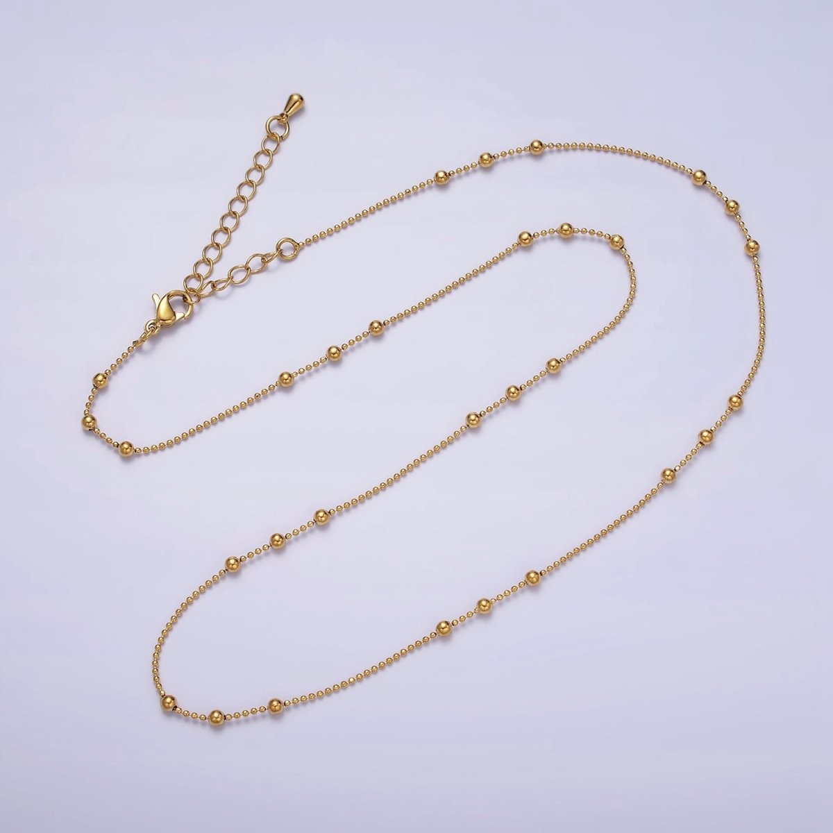 24k Gold Filled Beaded Satellite Chain Gold Filled Silver Chain Simple Everyday Layering Necklace 18 Inch | WA-1853 WA-1854 Clearance Pricing
