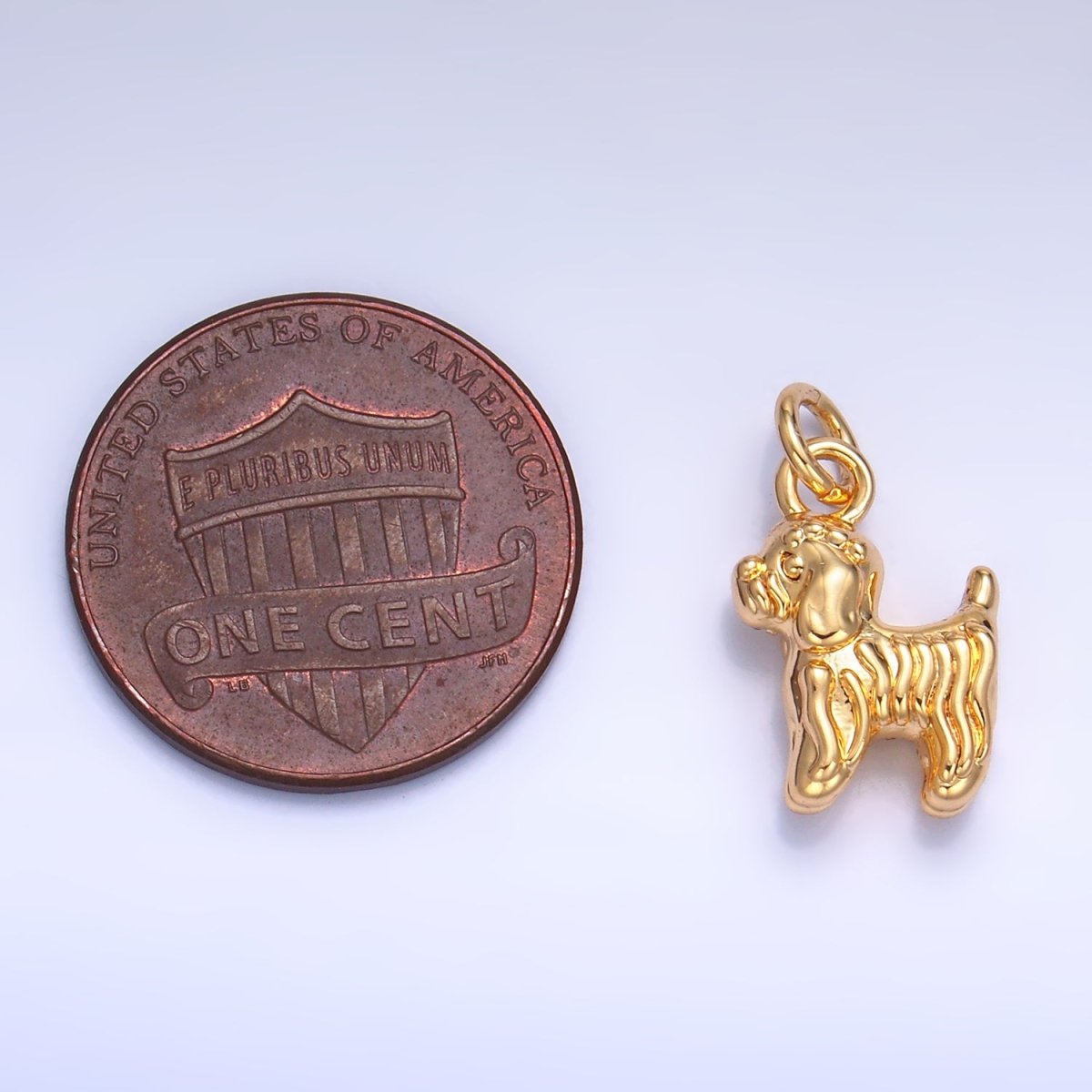 24K Gold Filled Bichon Frise Labradoodle Pet Dog Multidimensional 3D Charm in Gold & Silver | W239