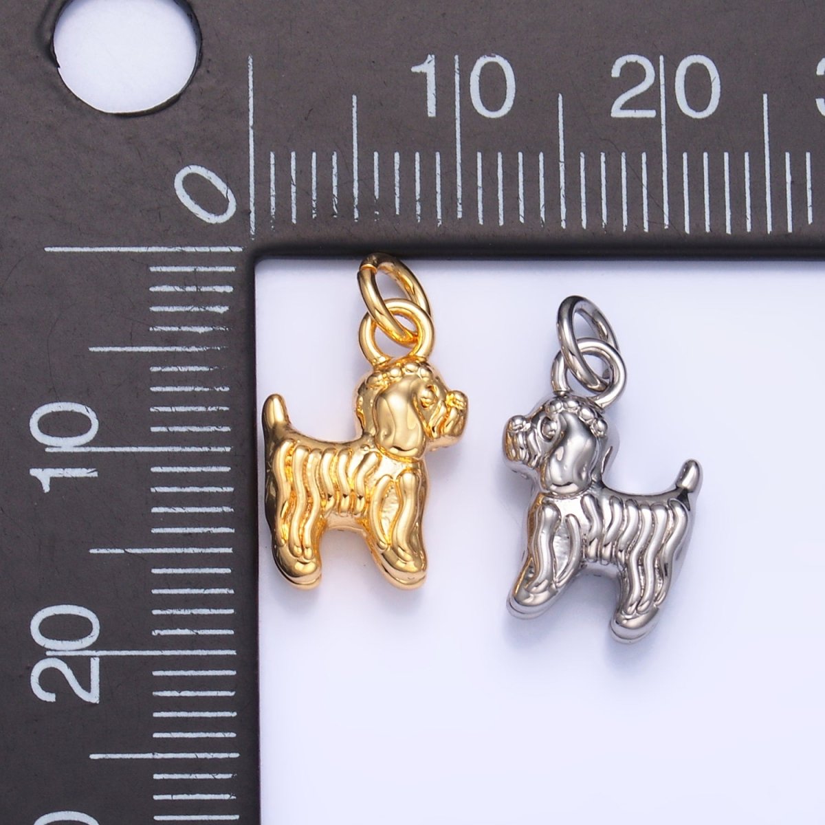24K Gold Filled Bichon Frise Labradoodle Pet Dog Multidimensional 3D Charm in Gold & Silver | W239