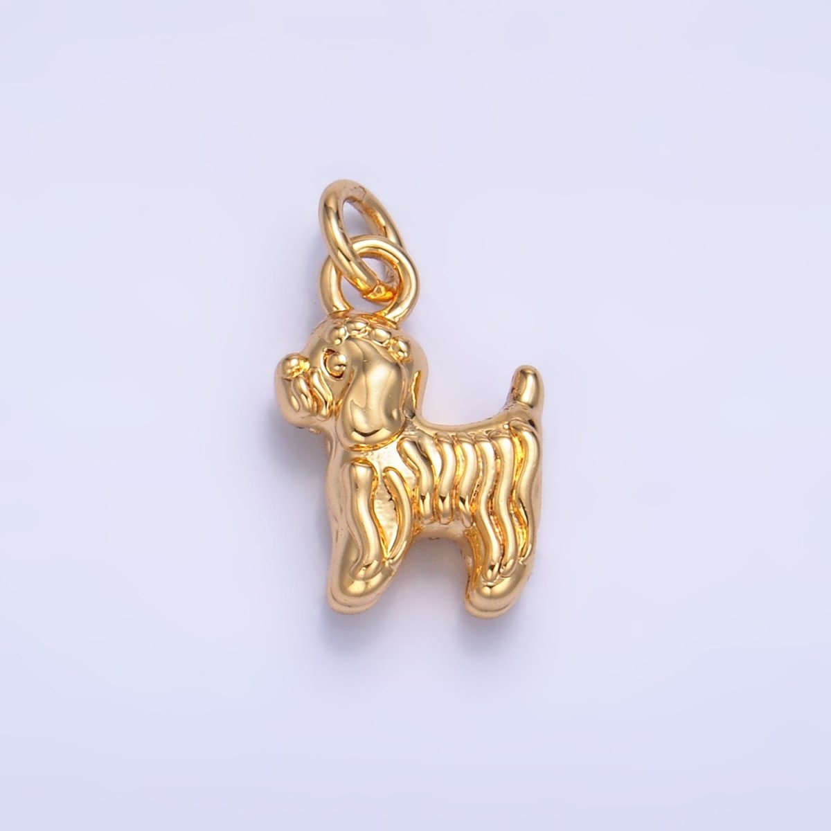 24K Gold Filled Bichon Frise Labradoodle Pet Dog Multidimensional 3D Charm in Gold & Silver | W239