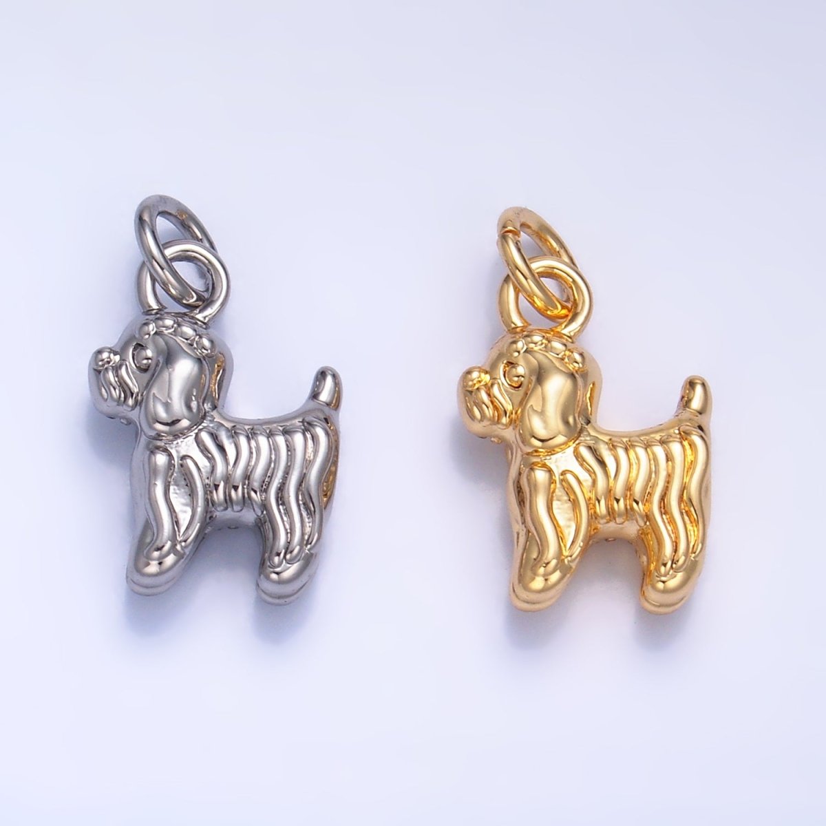 24K Gold Filled Bichon Frise Labradoodle Pet Dog Multidimensional 3D Charm in Gold & Silver | W239