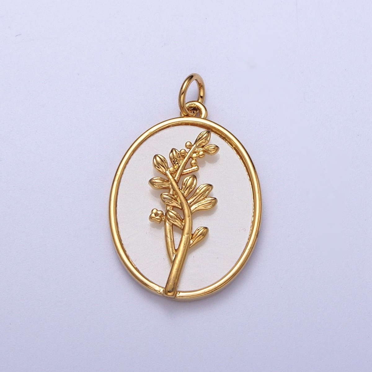 24K Gold Filled Birth Flower Personalized Oval Shell Pearl Charm | E-315, E-319, E-321