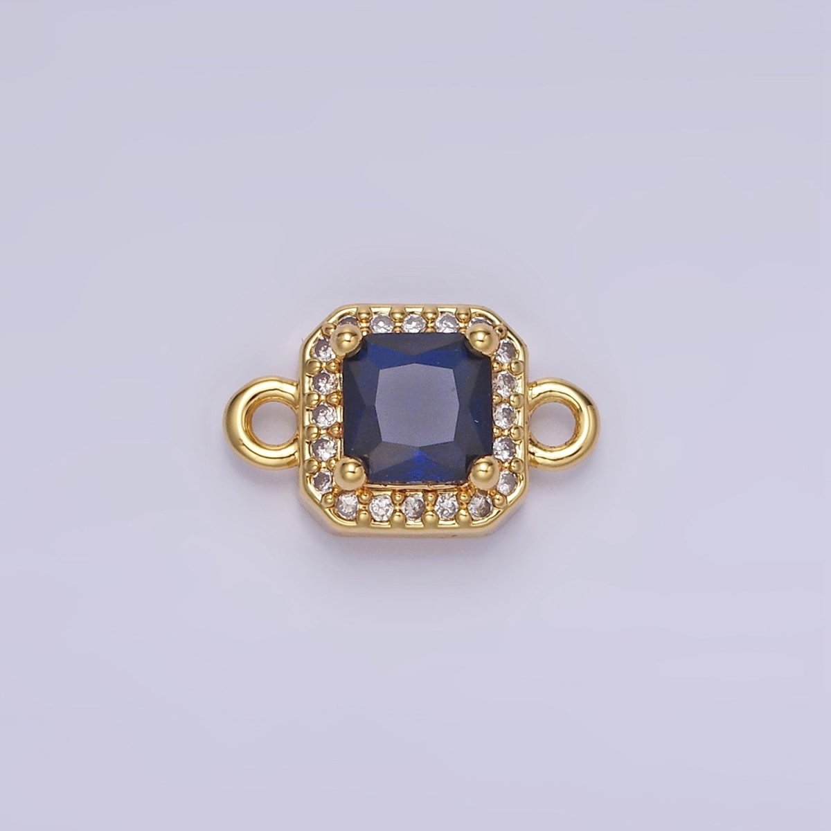 14K Gold Filled Birthstone CZ Micro Paved Square Edged Connector in Gold & Silver | G484 - G495