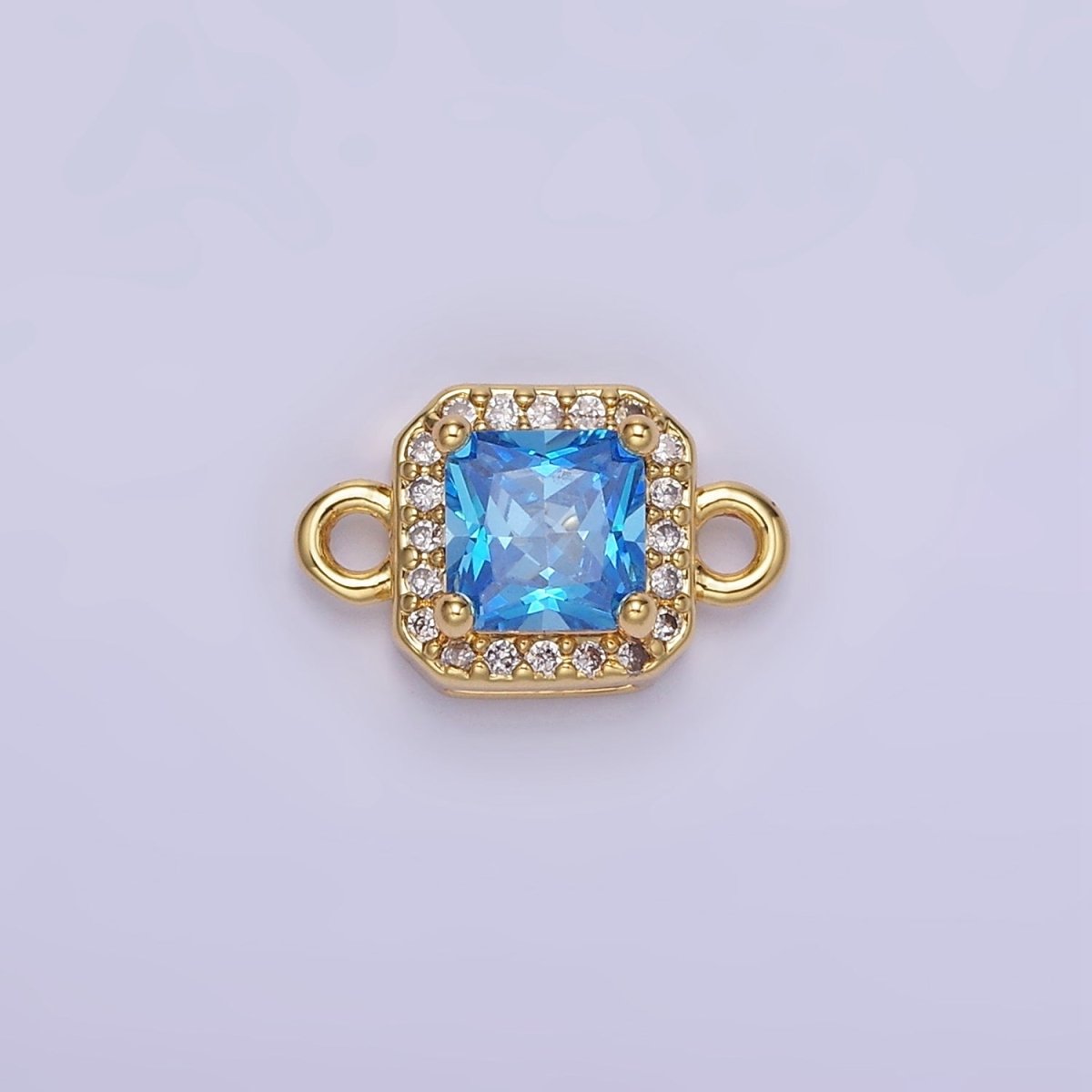 14K Gold Filled Birthstone CZ Micro Paved Square Edged Connector in Gold & Silver | G484 - G495