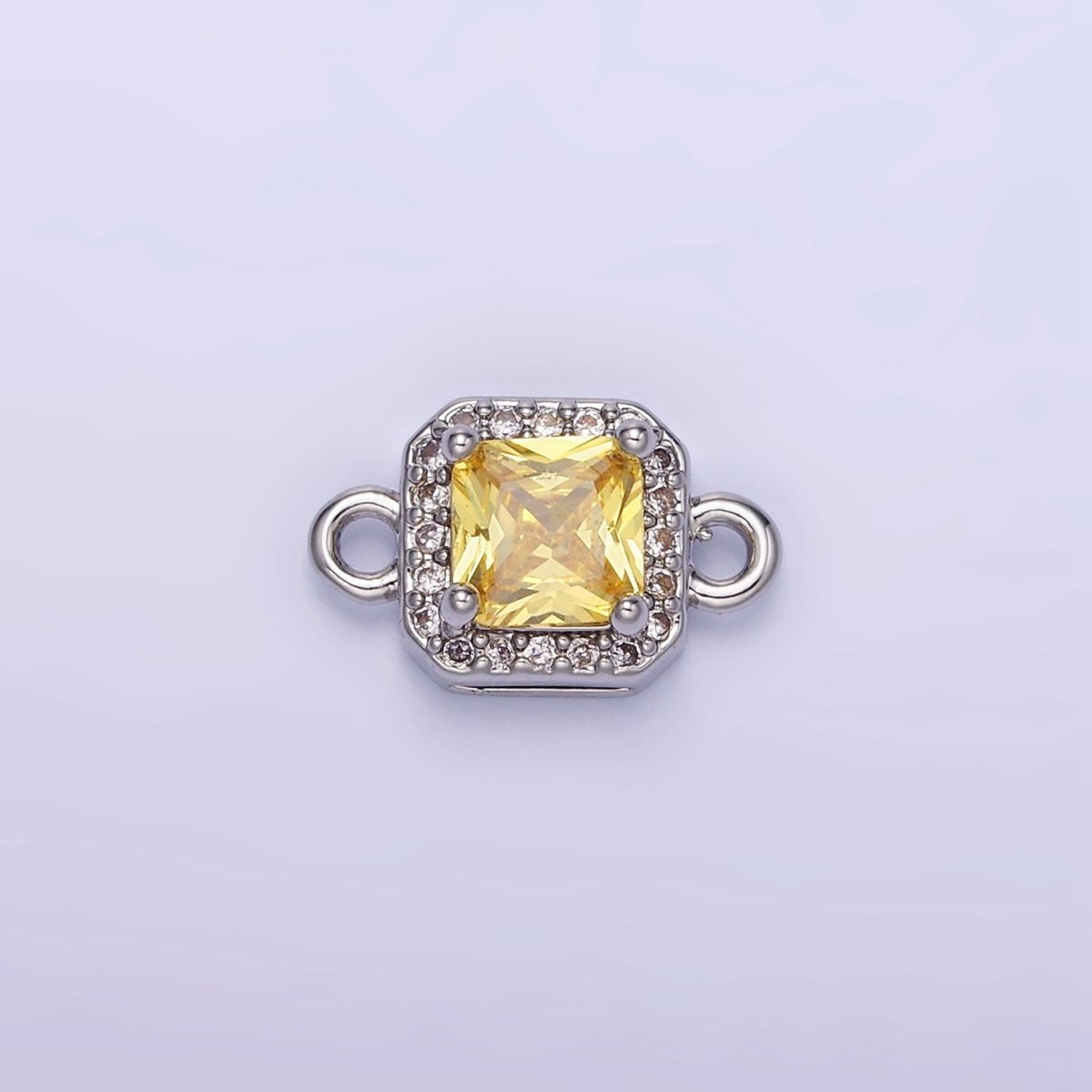 14K Gold Filled Birthstone CZ Micro Paved Square Edged Connector in Gold & Silver | G484 - G495