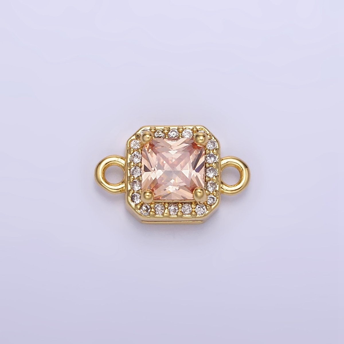 14K Gold Filled Birthstone CZ Micro Paved Square Edged Connector in Gold & Silver | G484 - G495