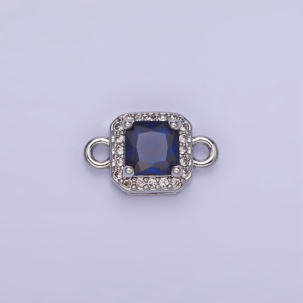 14K Gold Filled Birthstone CZ Micro Paved Square Edged Connector in Gold & Silver | G484 - G495
