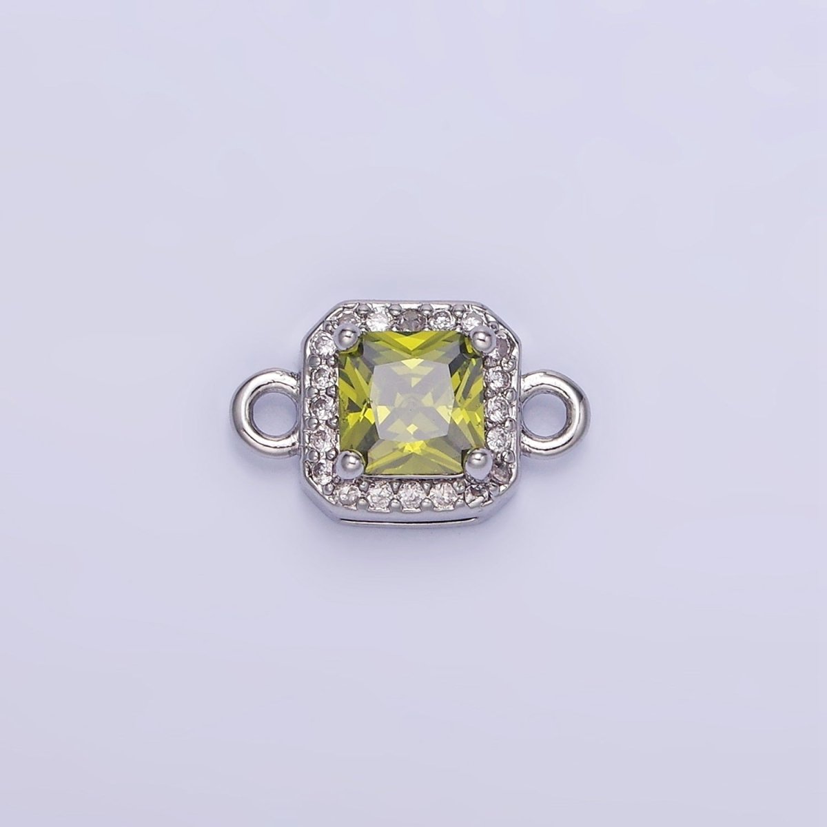 14K Gold Filled Birthstone CZ Micro Paved Square Edged Connector in Gold & Silver | G484 - G495