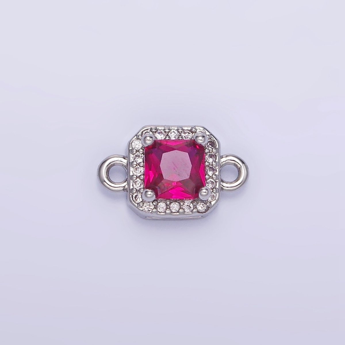 14K Gold Filled Birthstone CZ Micro Paved Square Edged Connector in Gold & Silver | G484 - G495
