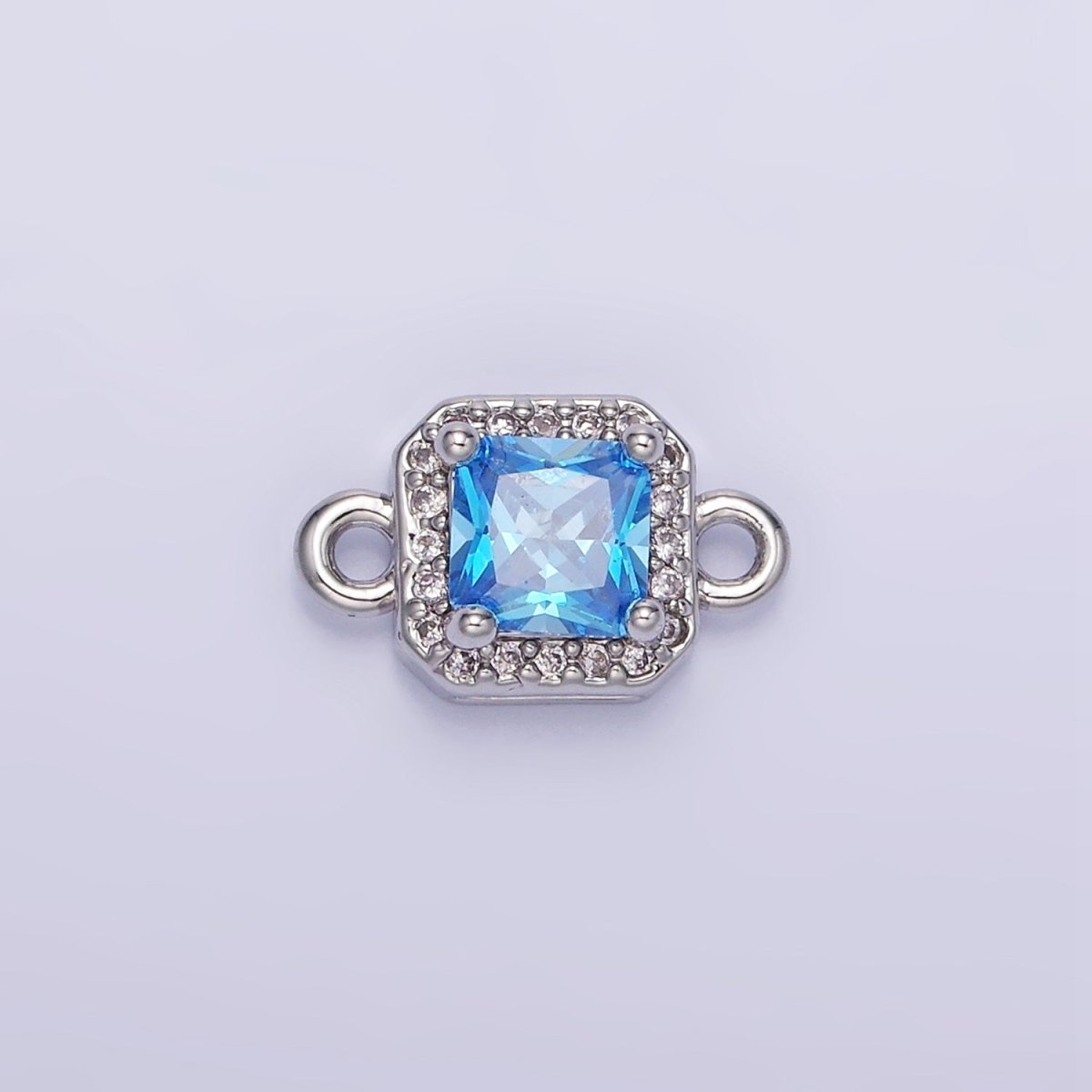 14K Gold Filled Birthstone CZ Micro Paved Square Edged Connector in Gold & Silver | G484 - G495