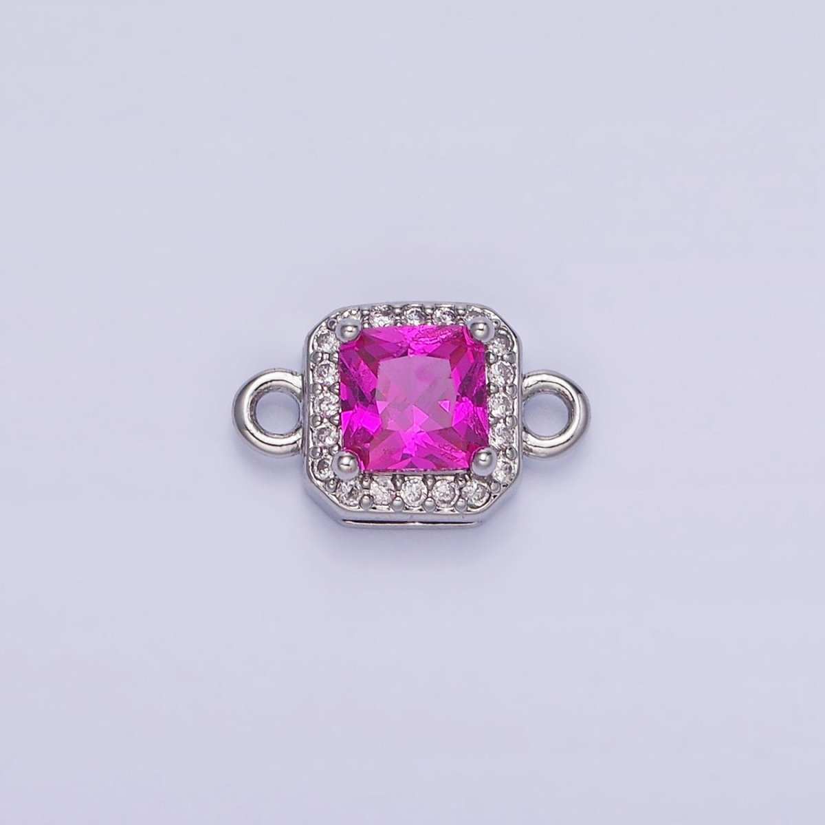 14K Gold Filled Birthstone CZ Micro Paved Square Edged Connector in Gold & Silver | G484 - G495