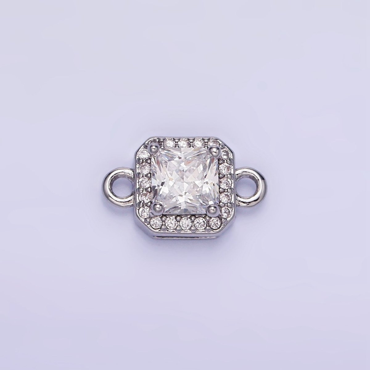 14K Gold Filled Birthstone CZ Micro Paved Square Edged Connector in Gold & Silver | G484 - G495