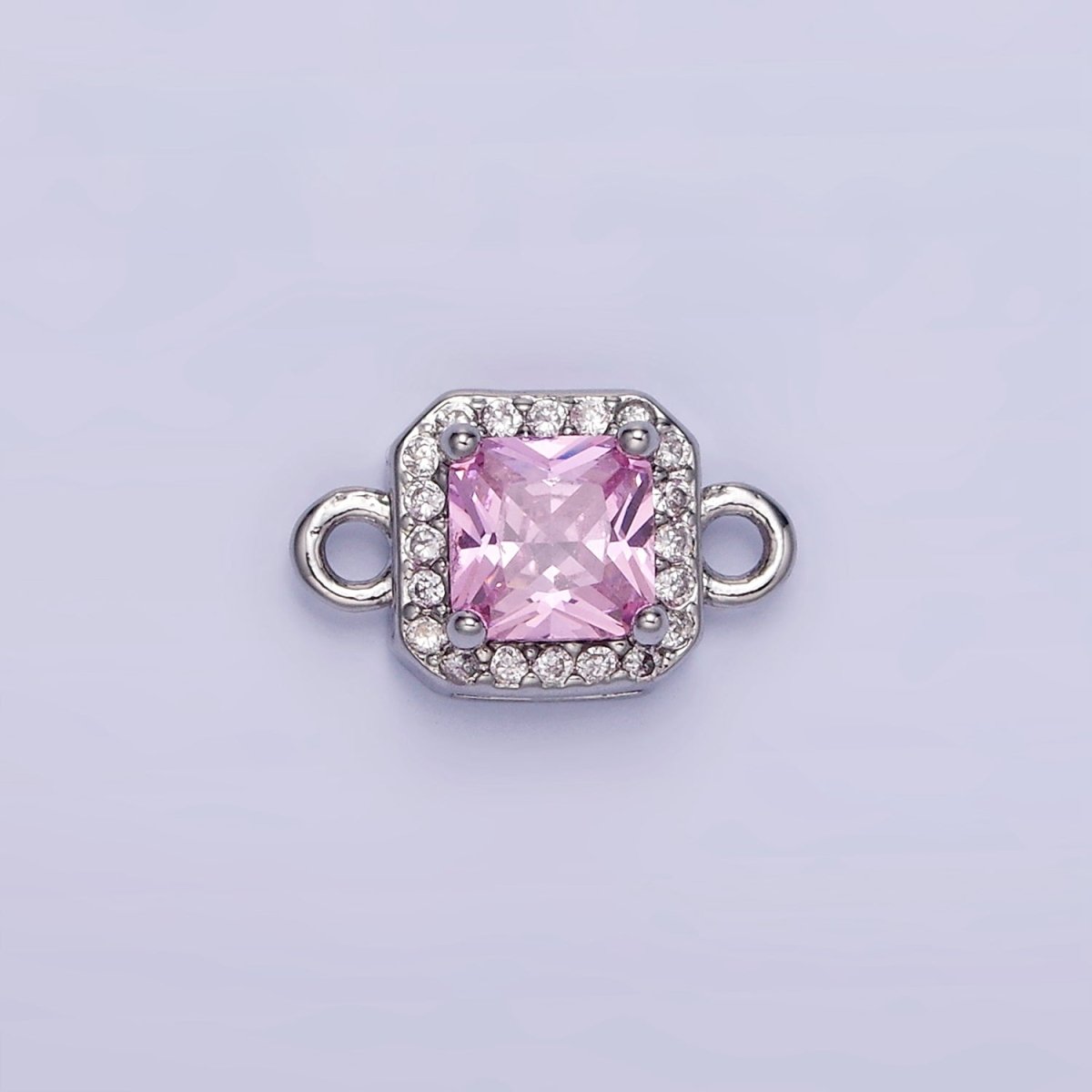 14K Gold Filled Birthstone CZ Micro Paved Square Edged Connector in Gold & Silver | G484 - G495