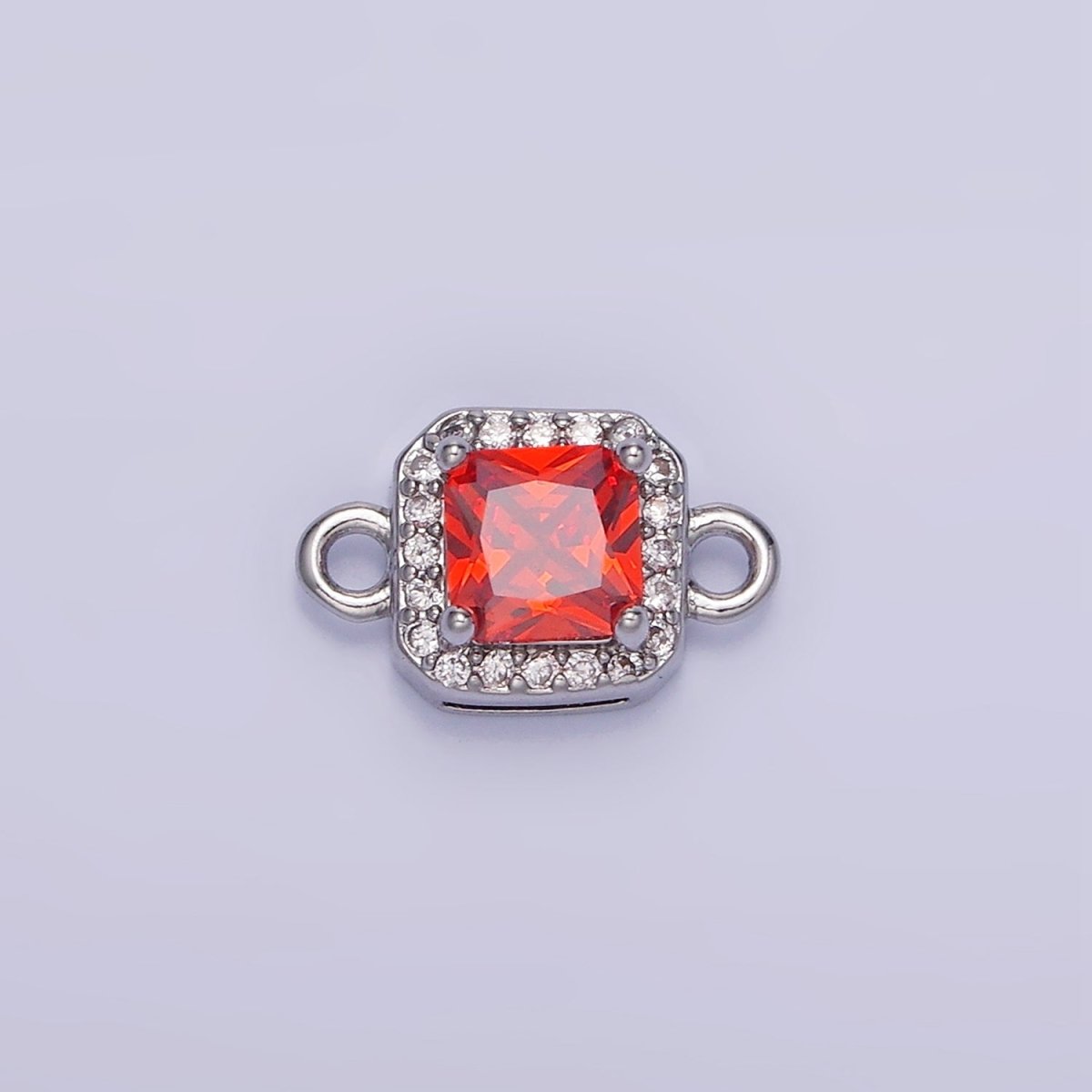 14K Gold Filled Birthstone CZ Micro Paved Square Edged Connector in Gold & Silver | G484 - G495