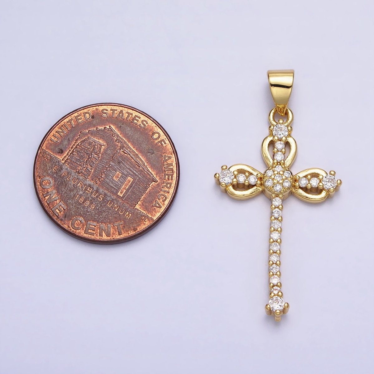 24K Gold Filled Black, Clear Micro Paved CZ Religious Cross Pendant | AA210 AA211