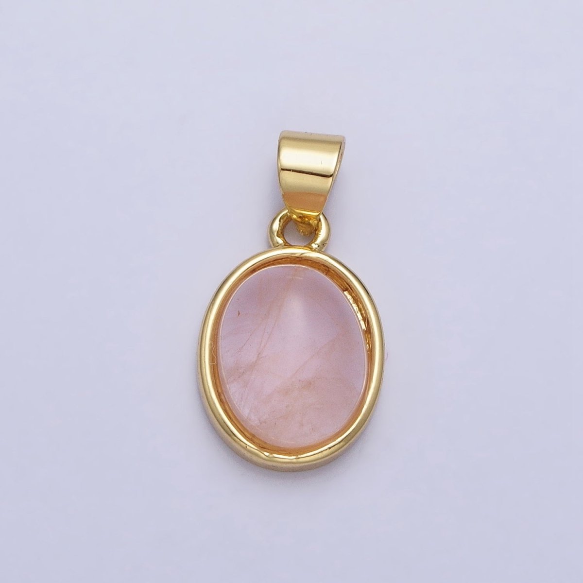 24K Gold Filled Blue Agate, Rose Quartz, Amethyst, Amazonite, Aventurine Oval Pendant | AA185 - AA188 AA194