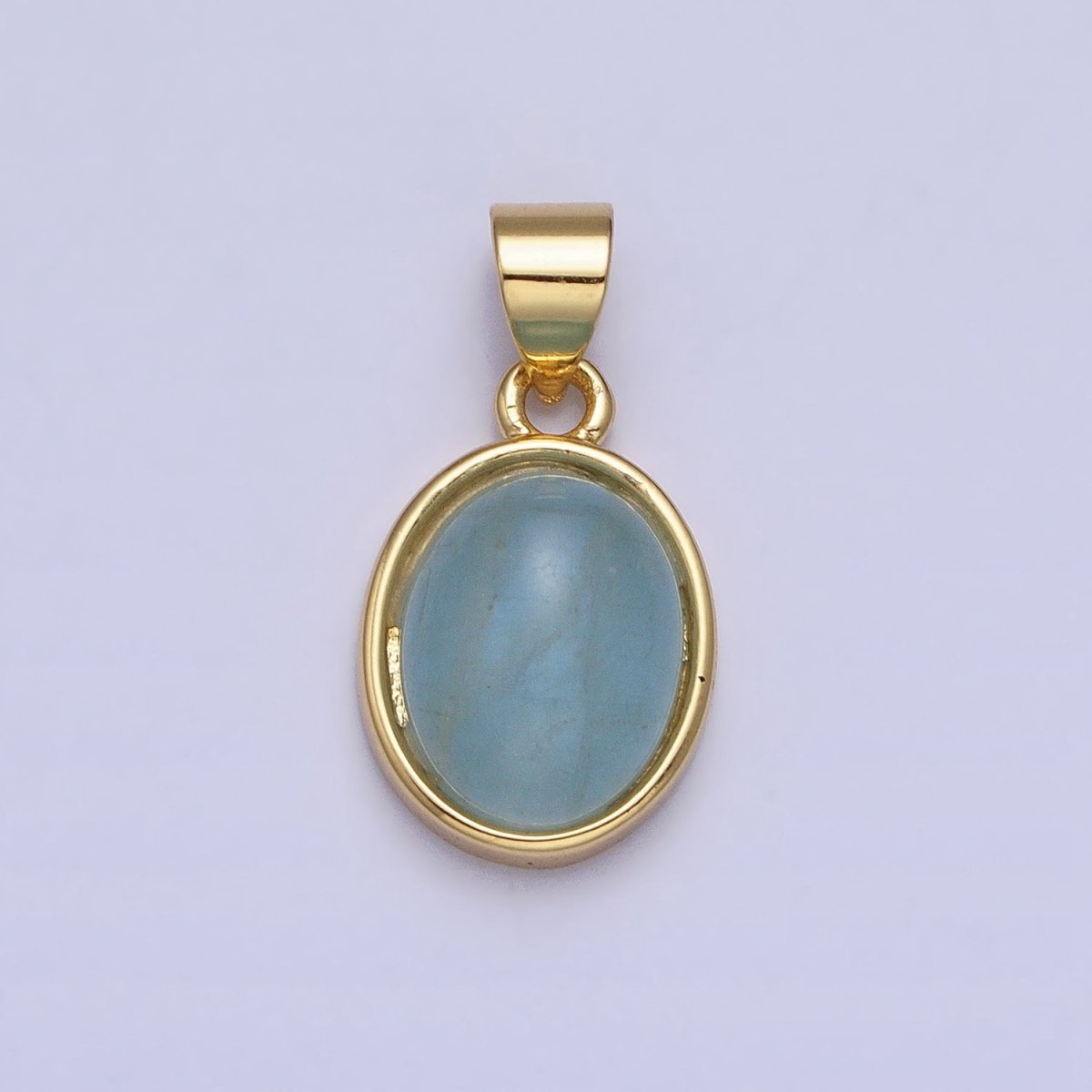 24K Gold Filled Blue Agate, Rose Quartz, Amethyst, Amazonite, Aventurine Oval Pendant | AA185 - AA188 AA194