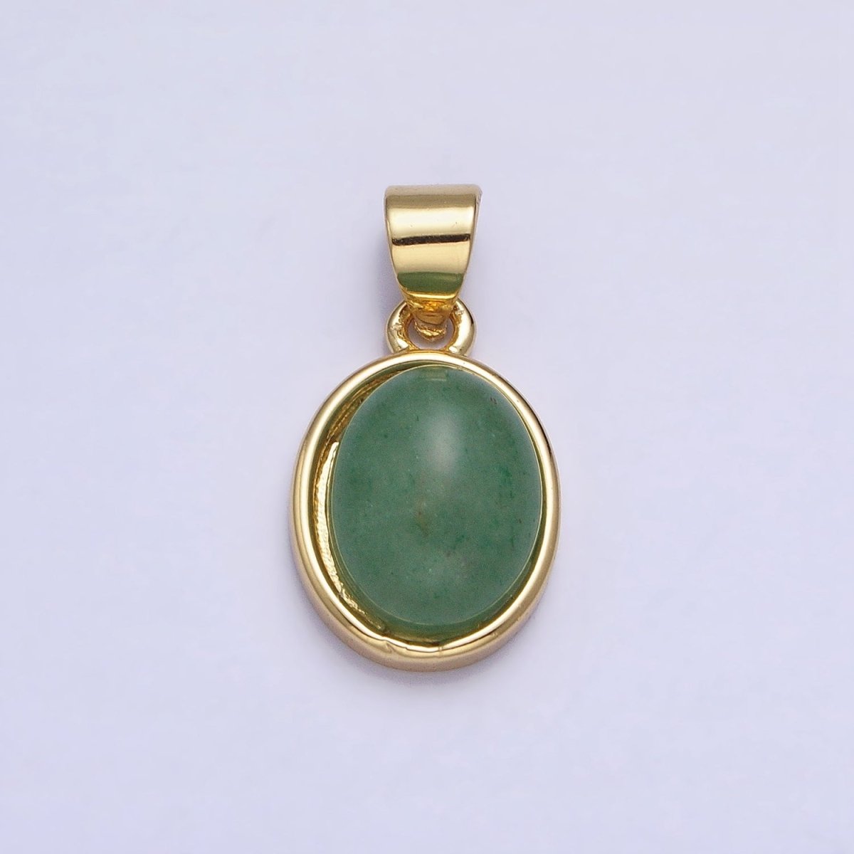 24K Gold Filled Blue Agate, Rose Quartz, Amethyst, Amazonite, Aventurine Oval Pendant | AA185 - AA188 AA194