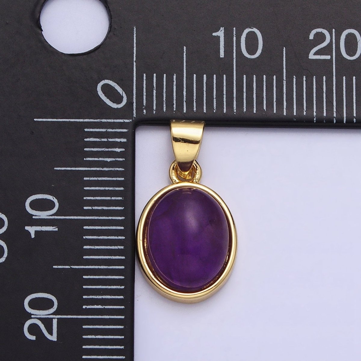 24K Gold Filled Blue Agate, Rose Quartz, Amethyst, Amazonite, Aventurine Oval Pendant | AA185 - AA188 AA194