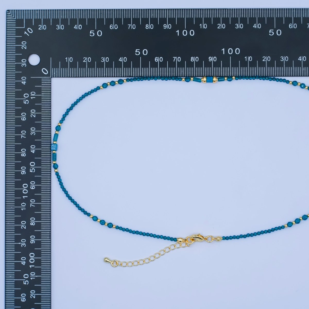 24K Gold Filled Blue Gemstone Bead 17 Inch Necklace | WA - 2960 - DLUXCA