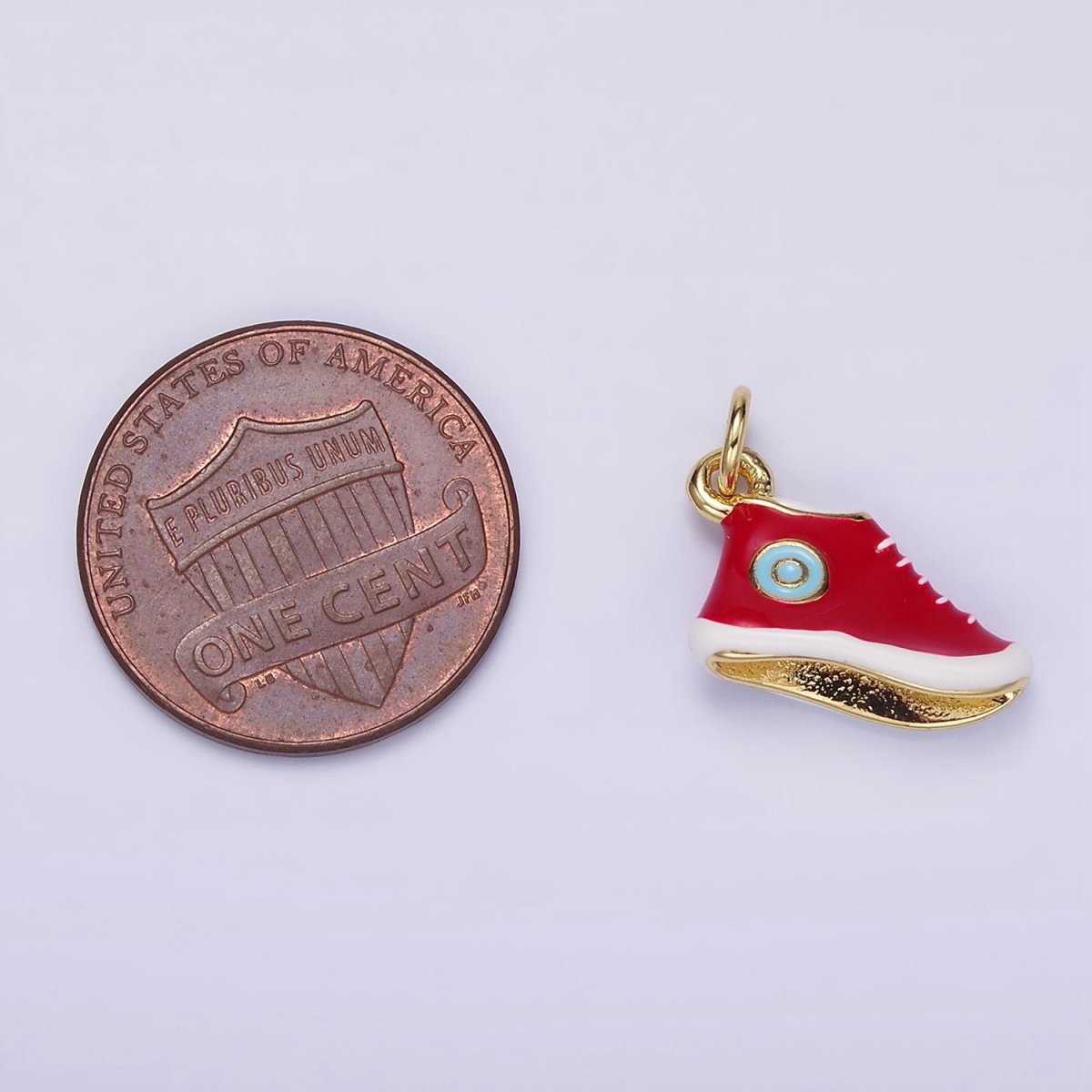 24K Gold Filled Blue, Red Enamel Sneakers Shoe Mini Charm | C649