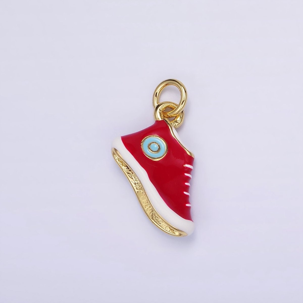 24K Gold Filled Blue, Red Enamel Sneakers Shoe Mini Charm | C649