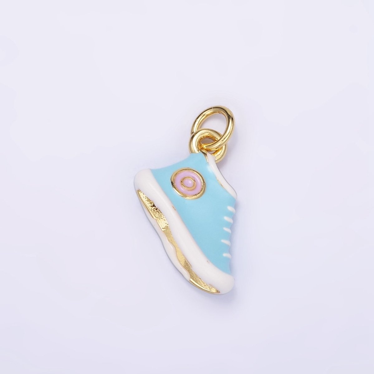 24K Gold Filled Blue, Red Enamel Sneakers Shoe Mini Charm | C649