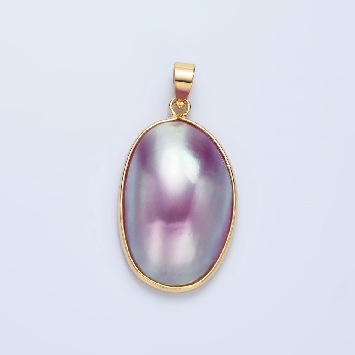 24K Gold Filled Blue, White, Purple Freshwater Pearl Bezel Pendant | P1902 - P1904