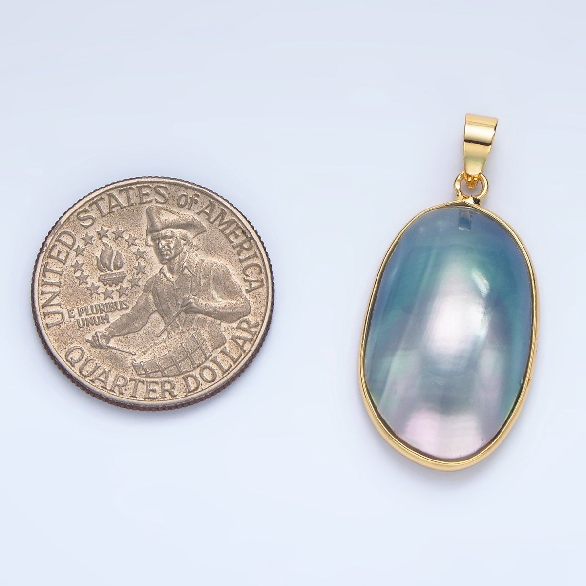 24K Gold Filled Blue, White, Purple Freshwater Pearl Bezel Pendant | P1902 - P1904