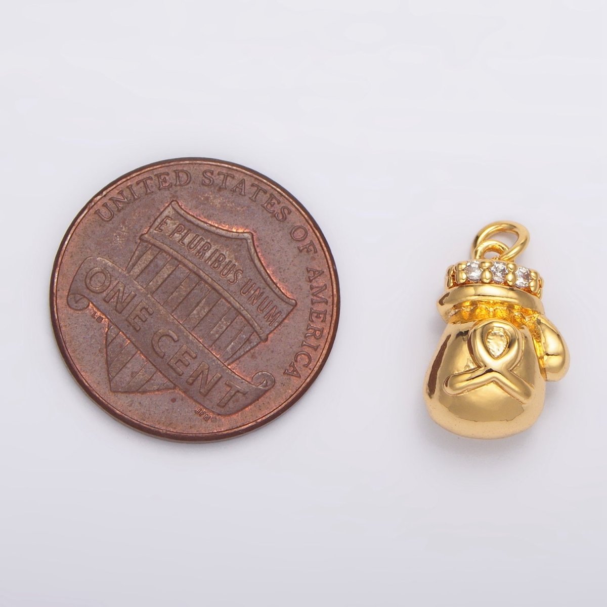 24K Gold Filled Boxing Glove Micro Paved CZ Multidimensional Charm | W100