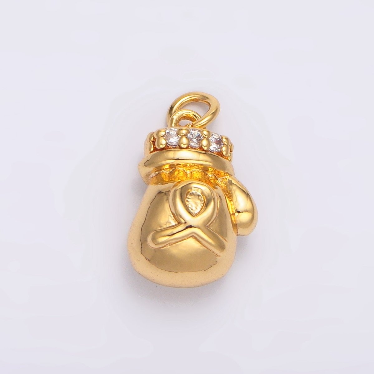 24K Gold Filled Boxing Glove Micro Paved CZ Multidimensional Charm | W100
