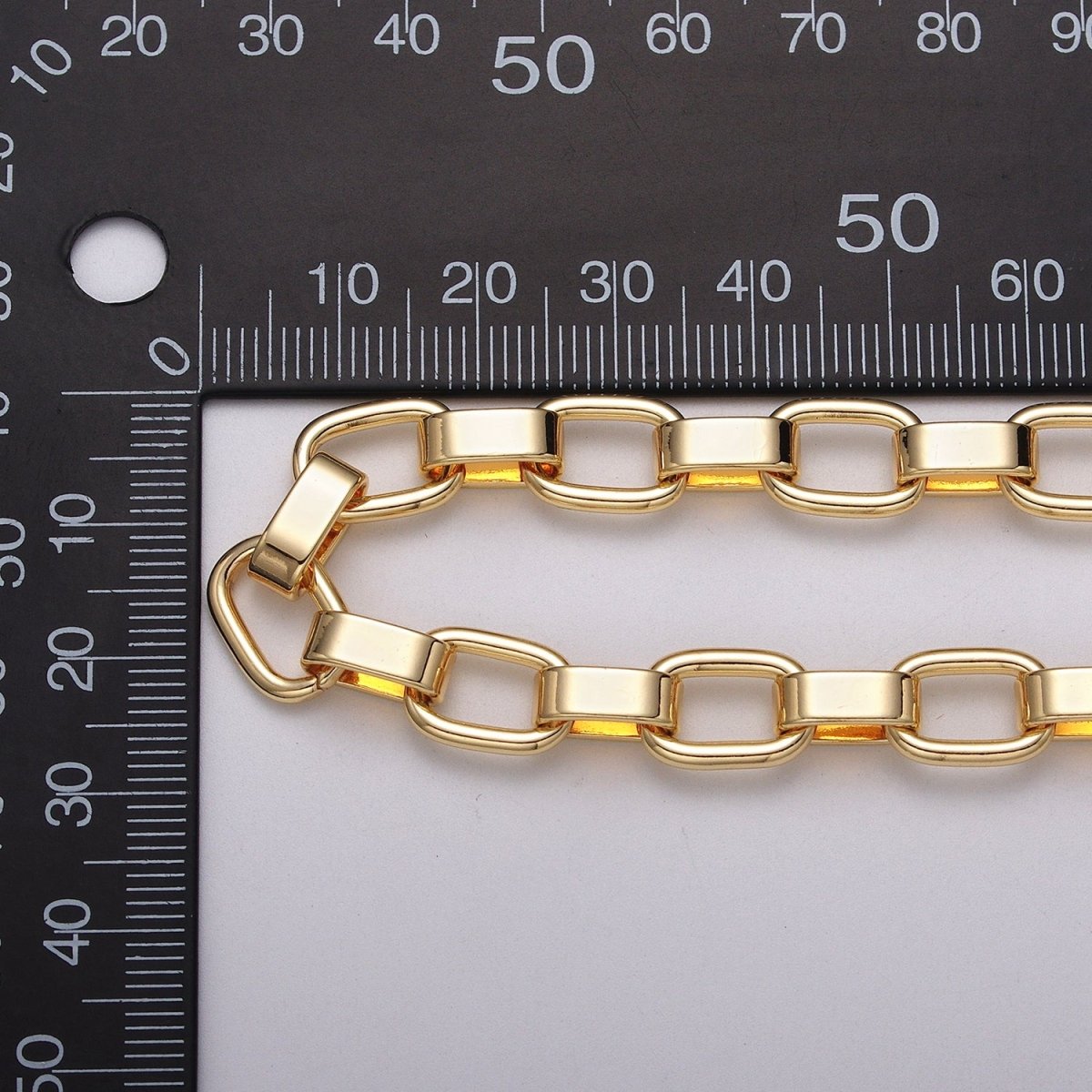 24k Gold Filled Boxy Cable Wide Link Unfinished Yard 9mm Chain in Gold & Silver | ROLL-1116 ROLL-1200 Clearance Pricing