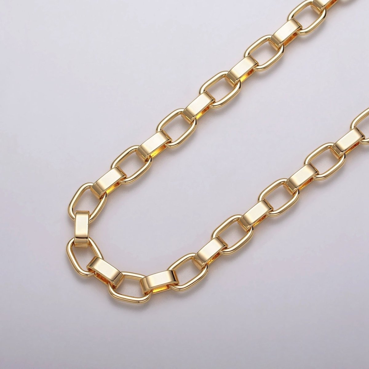 24k Gold Filled Boxy Cable Wide Link Unfinished Yard 9mm Chain in Gold & Silver | ROLL-1116 ROLL-1200 Clearance Pricing