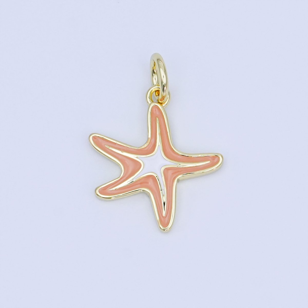 24K Gold Filled Brown - White Enamel Starfish Mini Charm | AF453 - DLUXCA