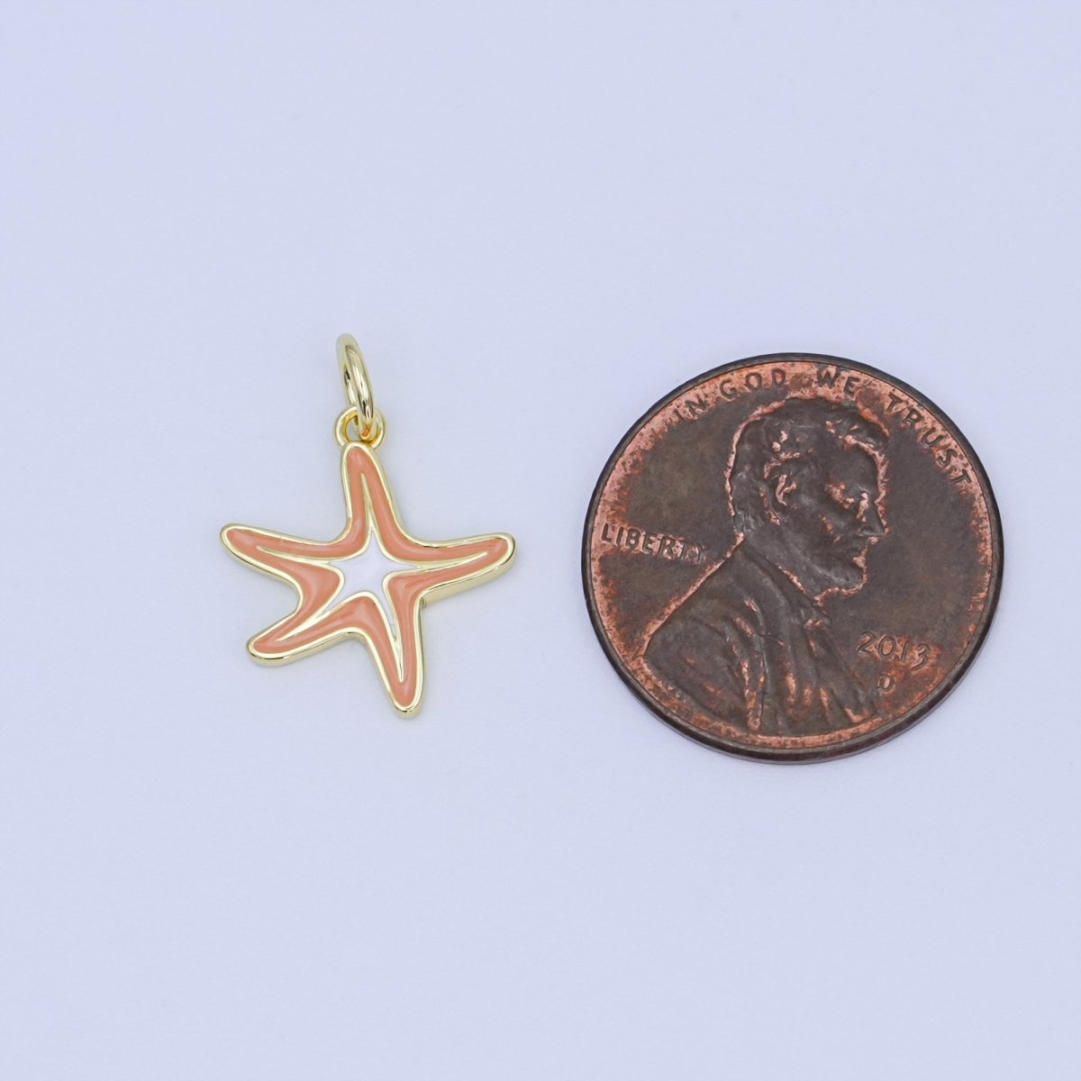 24K Gold Filled Brown - White Enamel Starfish Mini Charm | AF453 - DLUXCA