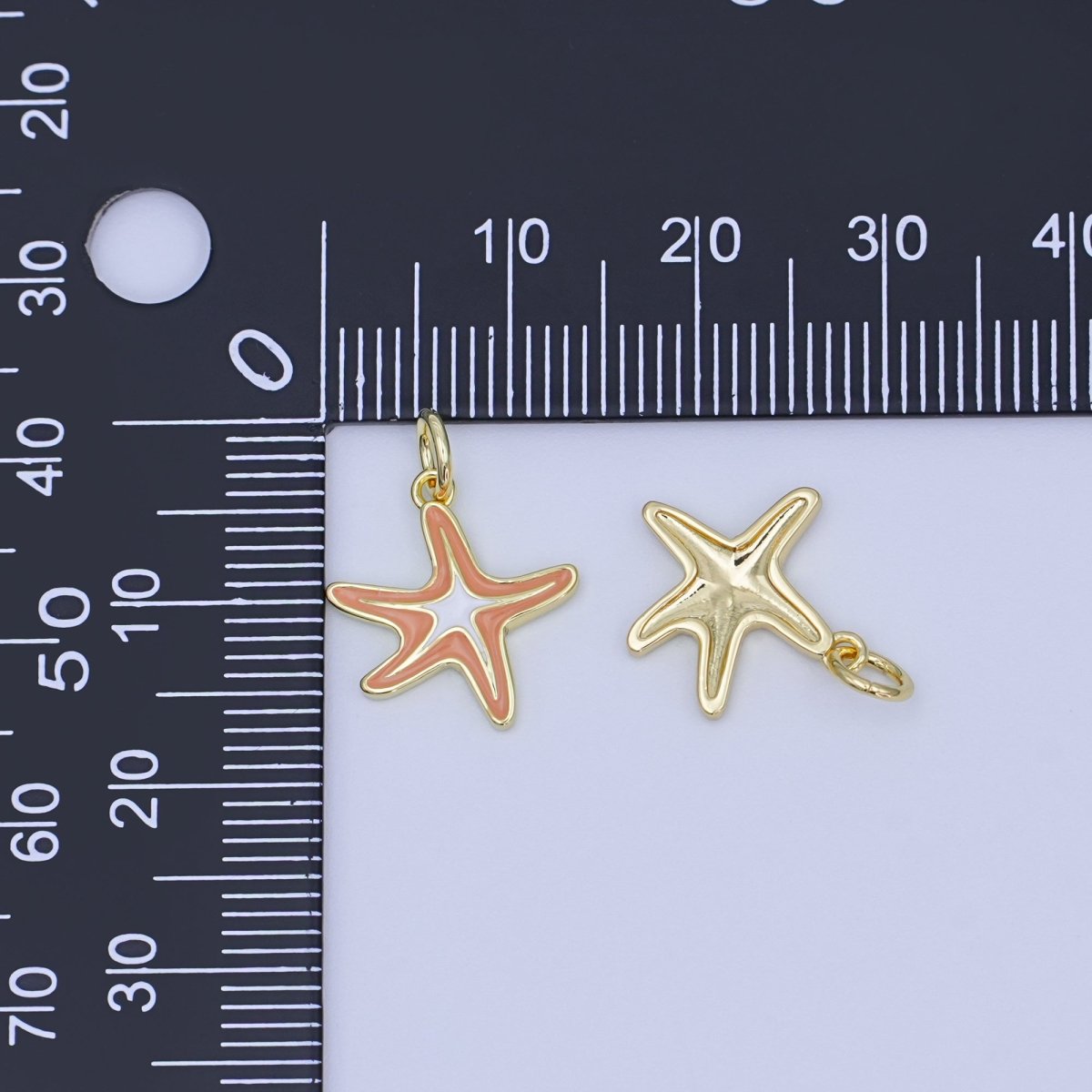 24K Gold Filled Brown - White Enamel Starfish Mini Charm | AF453 - DLUXCA