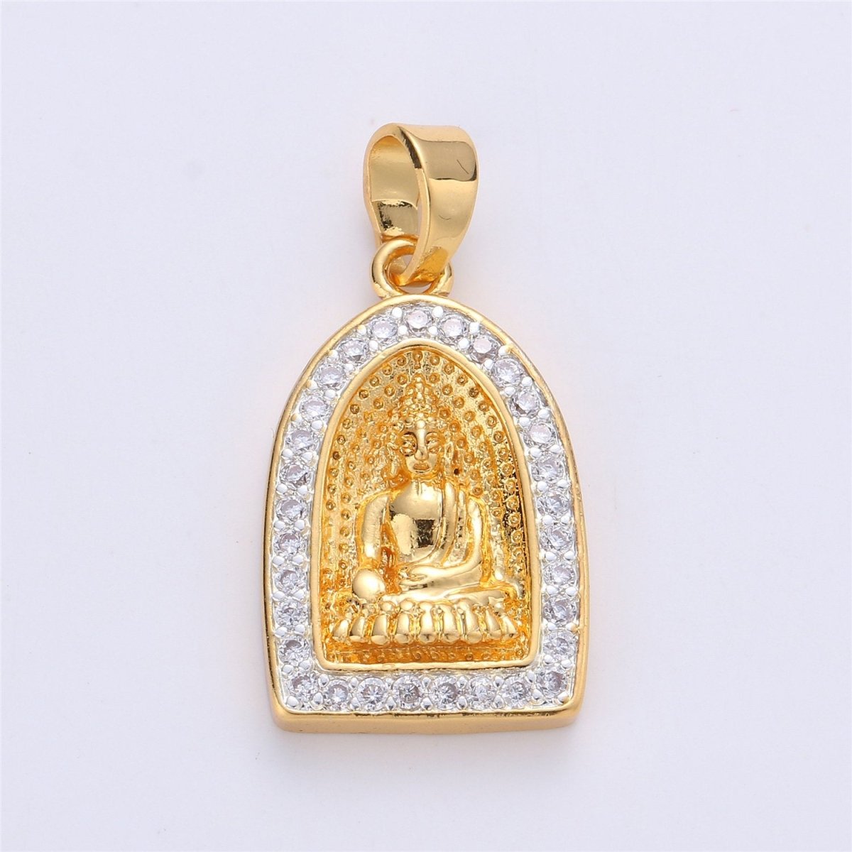 24K Gold Filled Buddha Pendant Micro Pave Meditate Buddha Charm Religious Jewelry Making Supply Yoga Jewelry I-182 - DLUXCA