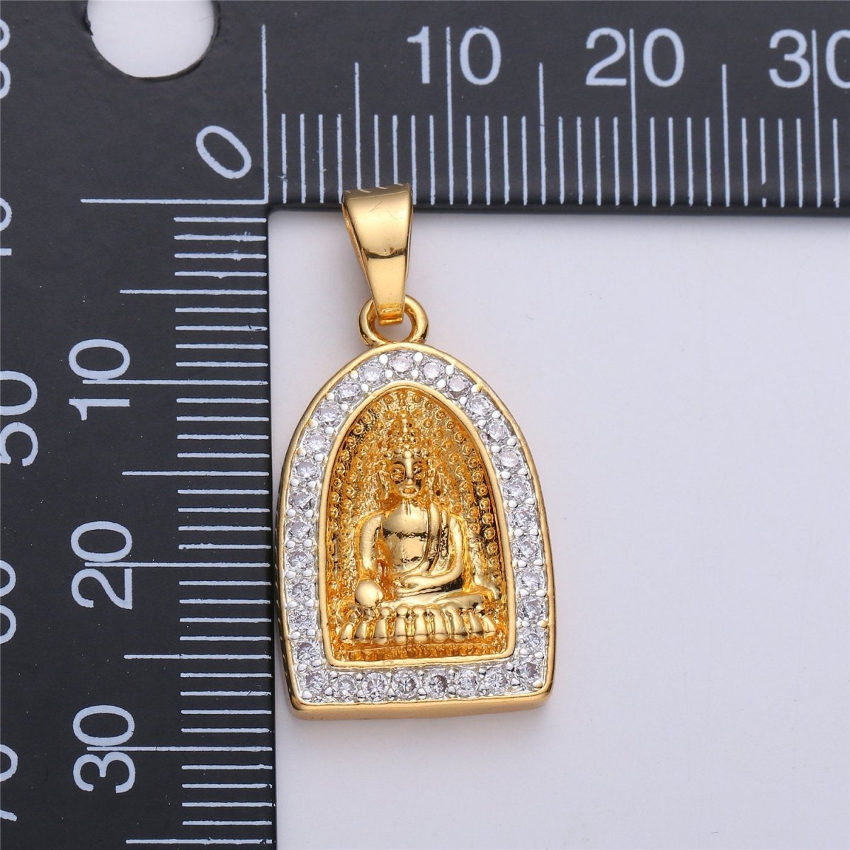 24K Gold Filled Buddha Pendant Micro Pave Meditate Buddha Charm Religious Jewelry Making Supply Yoga Jewelry I-182 - DLUXCA