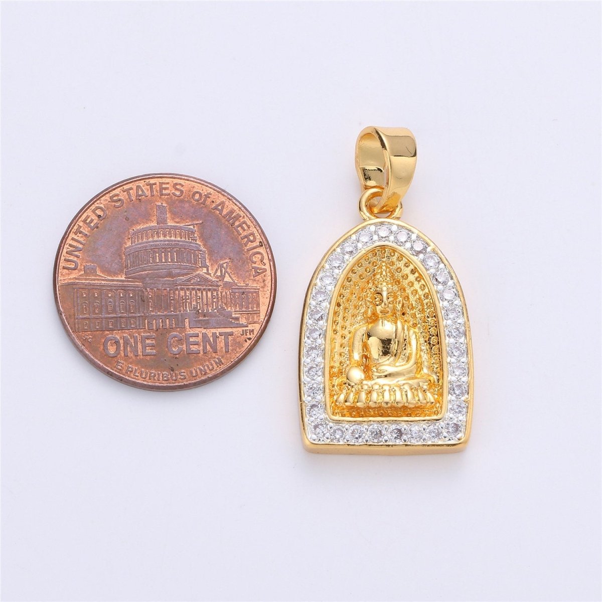 24K Gold Filled Buddha Pendant Micro Pave Meditate Buddha Charm Religious Jewelry Making Supply Yoga Jewelry I-182 - DLUXCA