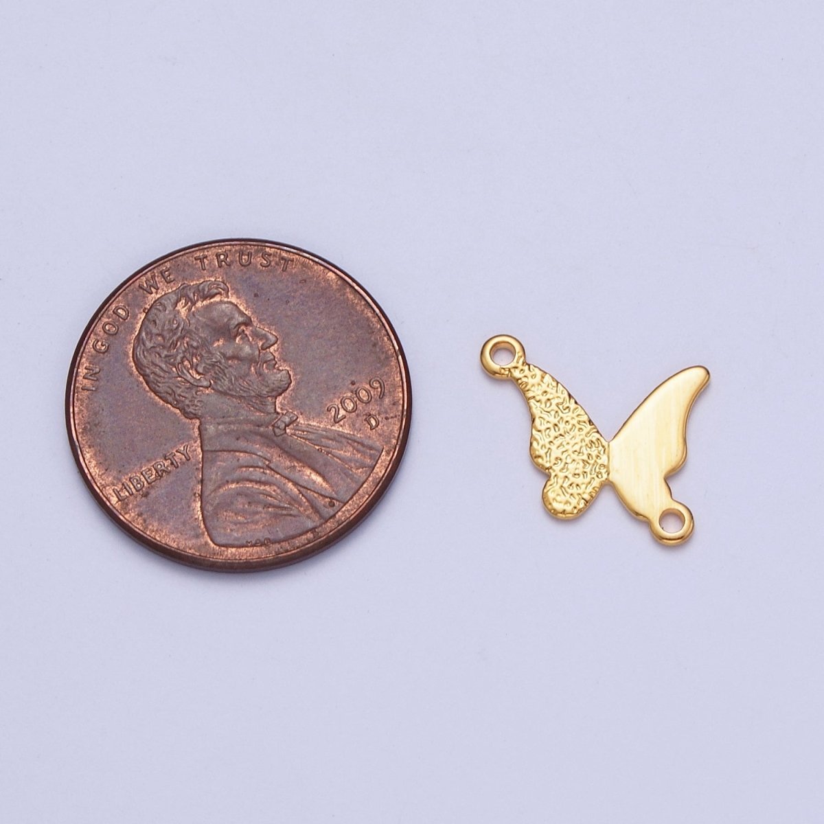 24K Gold Filled Butterfly Charm Connector Gold Textured design Butterfly Connector for Bracelet Necklace Supply G-524 - DLUXCA