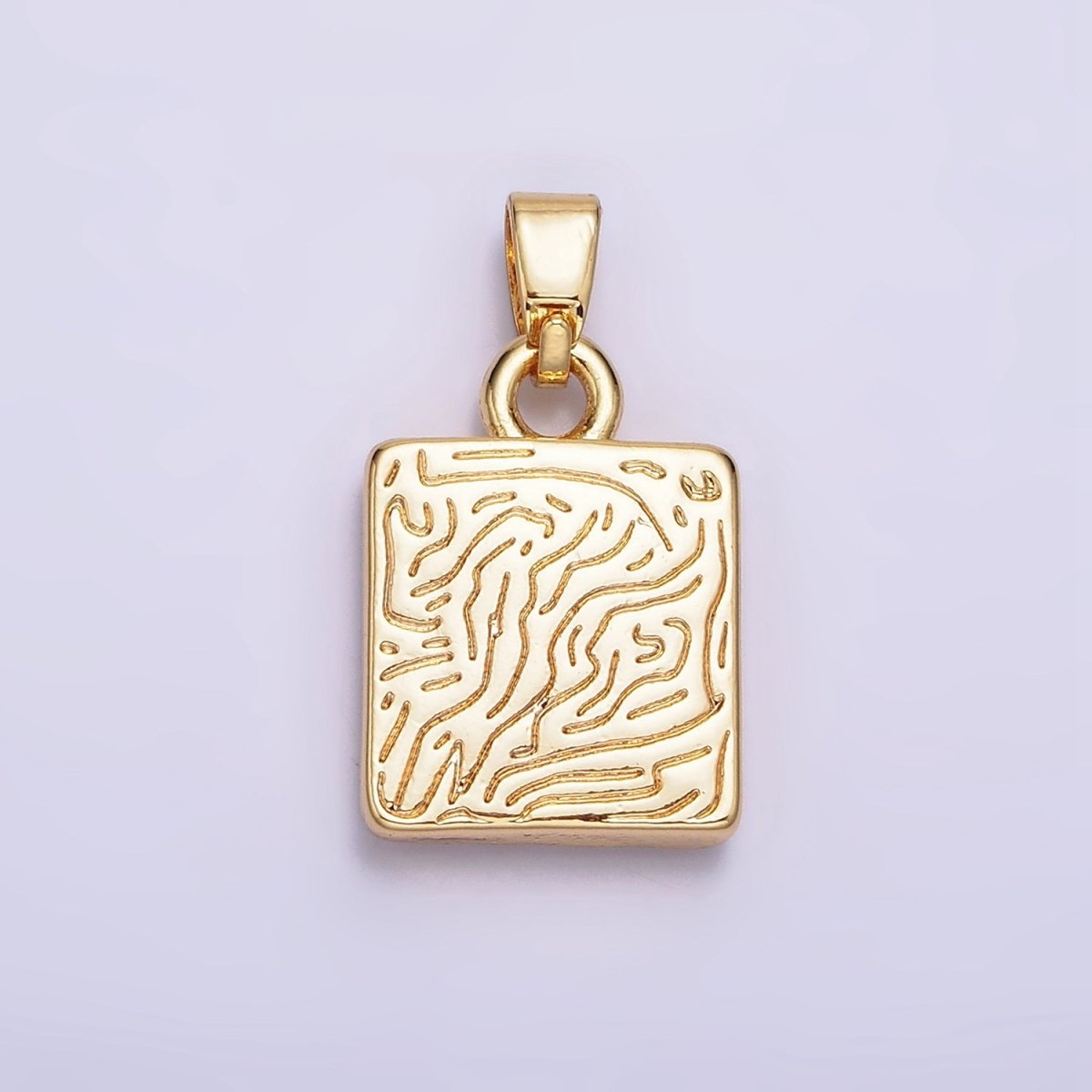 24K Gold Filled Butterfly Mariposa Shell Pearl Line-Textured Square Pendant | AA594 - DLUXCA