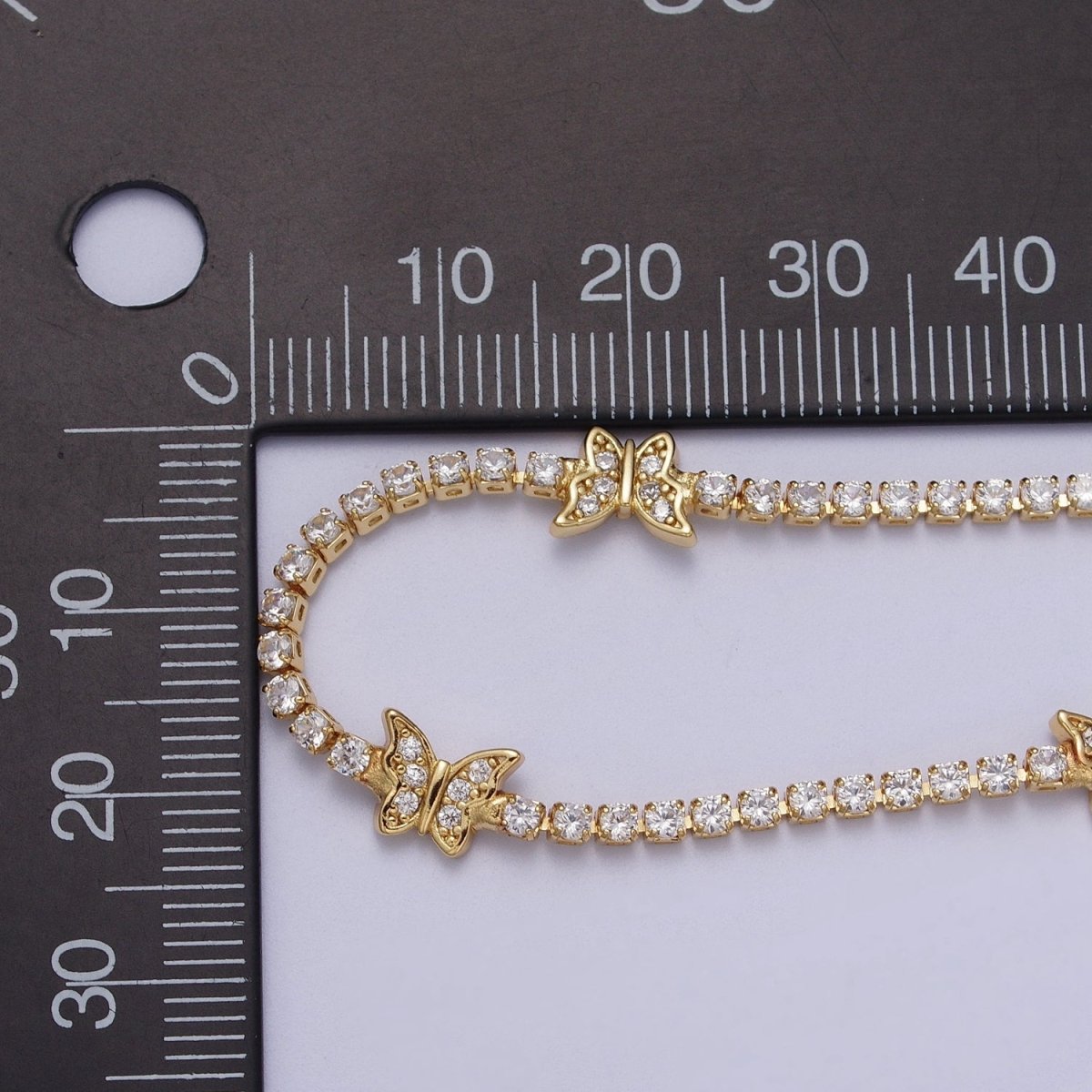 OS 24k Gold Filled Butterfly Tennis Chain 13 Inch Choker Necklace in Gold & Silver | WA-1305 WA-1306 Clearance Pricing