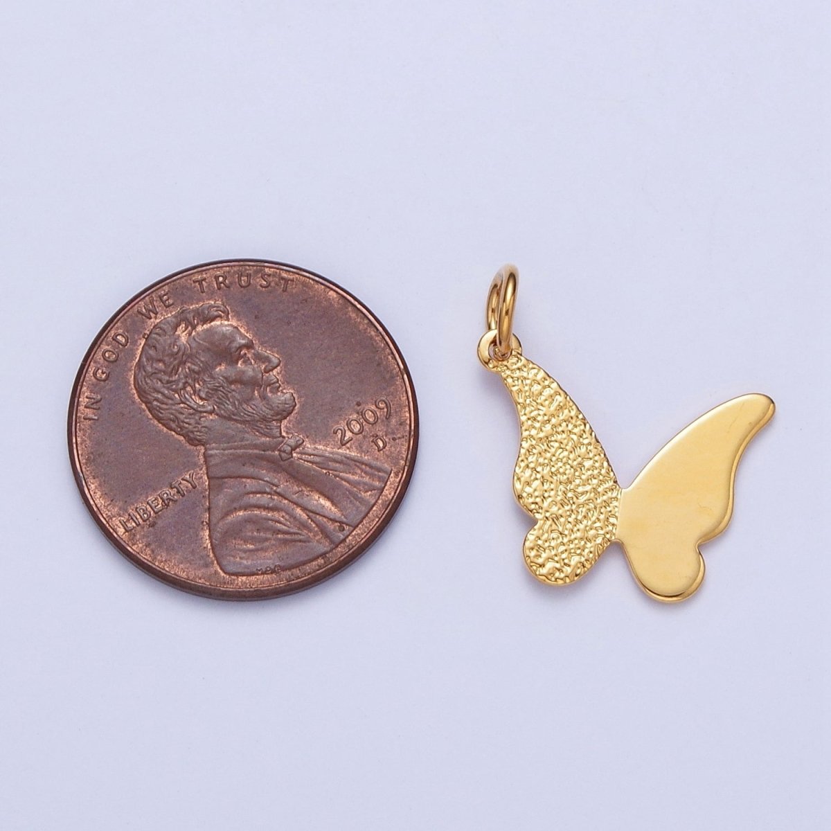 24K Gold Filled Butterfly Textured Charm, Minimalist Textured Gold Dainty Butterfly For Earring Bracelet Necklace Jewelry Making AG-089 - DLUXCA