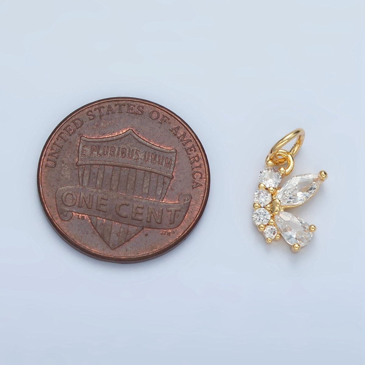 24K Gold Filled Butterfly Wings Micro Paved CZ Charm | X551 - DLUXCA