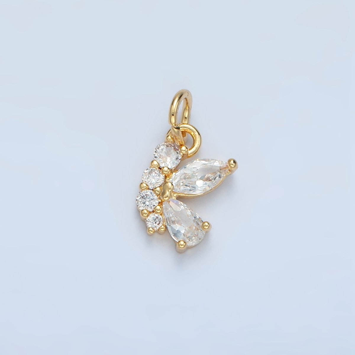 24K Gold Filled Butterfly Wings Micro Paved CZ Charm | X551 - DLUXCA
