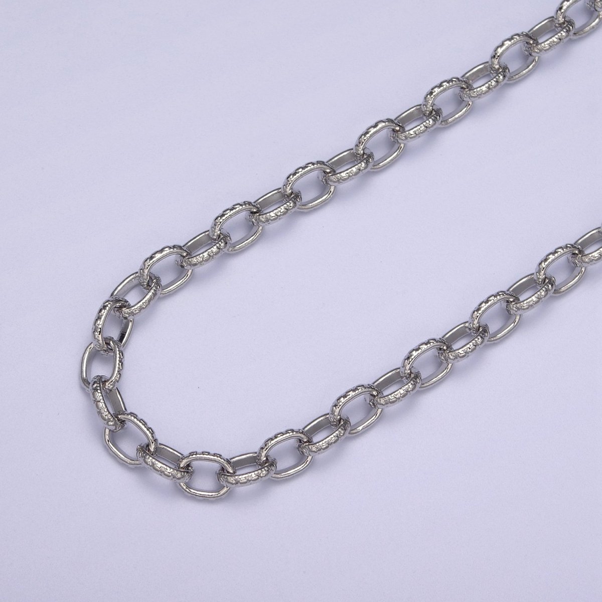 24K Gold Filled Cable Chain, 6mm Width Textured Beaded Dot Cable Chain in Gold & Silver, Wholesale Unfinished Chain For Jewelry Craft Making | ROLL-686, ROLL-687 Clearance Pricing